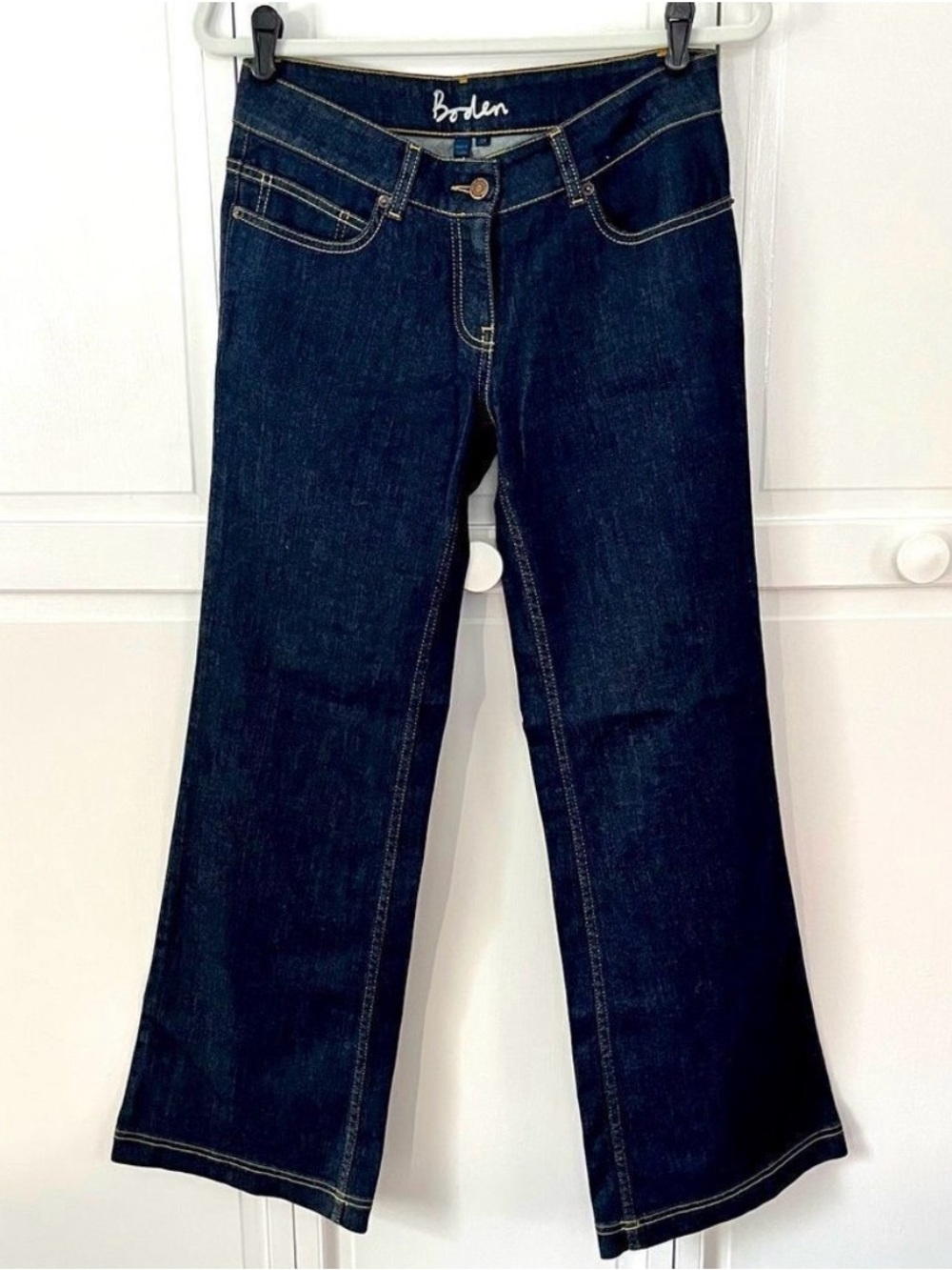 Boden Women's High Rise Dark Wash Flared Leg Denim Jeans Indigo Size 10R NWOT